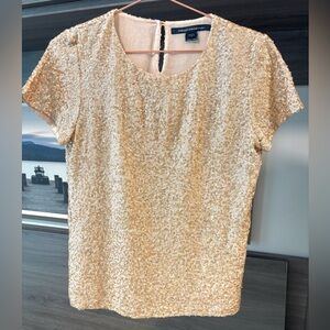 French Connection Shimmering Gold Sequin top size 4